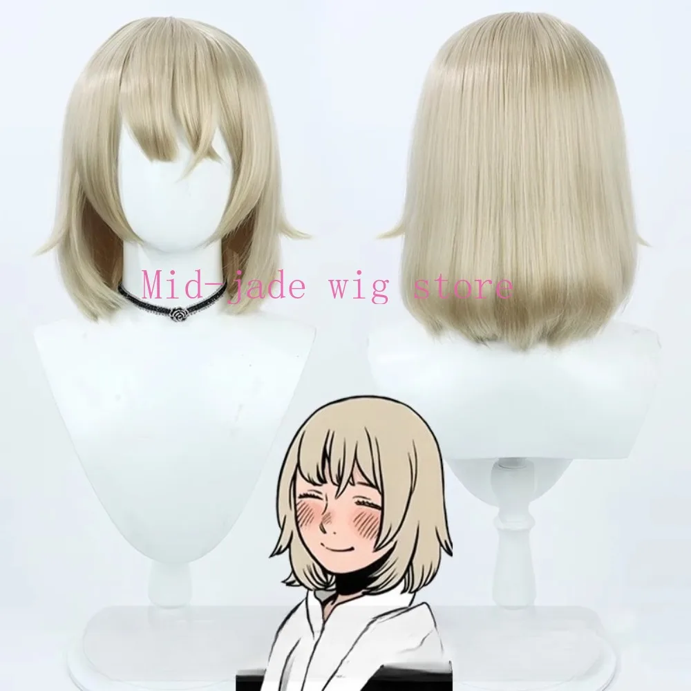 Falin Cosplay Wig Blonde Short Bob Hair Realistic Scalp Top Natural Looking Fiber Soft Texture Hairpiece for Fantasy Convention