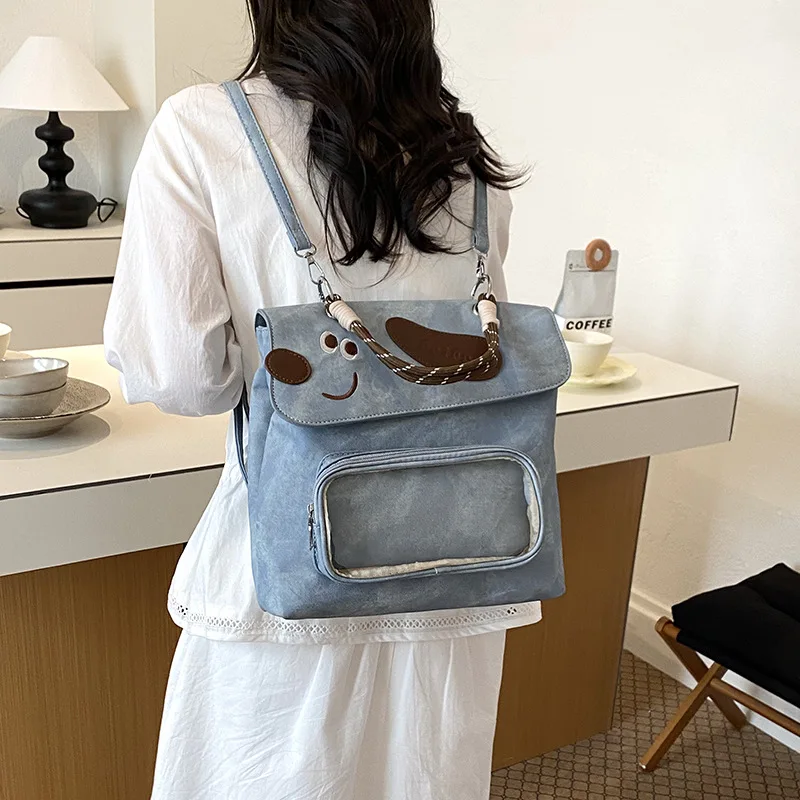 

New Cute Cartoon Backpack for Women Sweet Ulzzang Y2K Ita Bag Korean Style Frosted Large Capacity High Quality Commuter Handbag