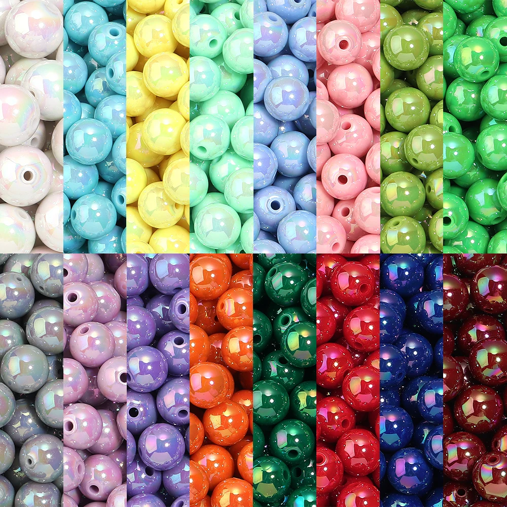 10 Stück 16 mm UV-Acrylperlen, Farbe, rund, lose Spacer-Kugelperlen für DIY-Handarbeit, Armbänder, Halskette, Schlüsselanhänger, Schmuckzubehör