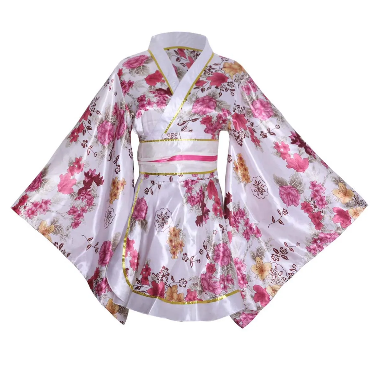 女性用ショート着物-日本の着物-浴衣-無地プリント-夏用バスローブ-桜の季節-コスプレ-ステージ衣装
