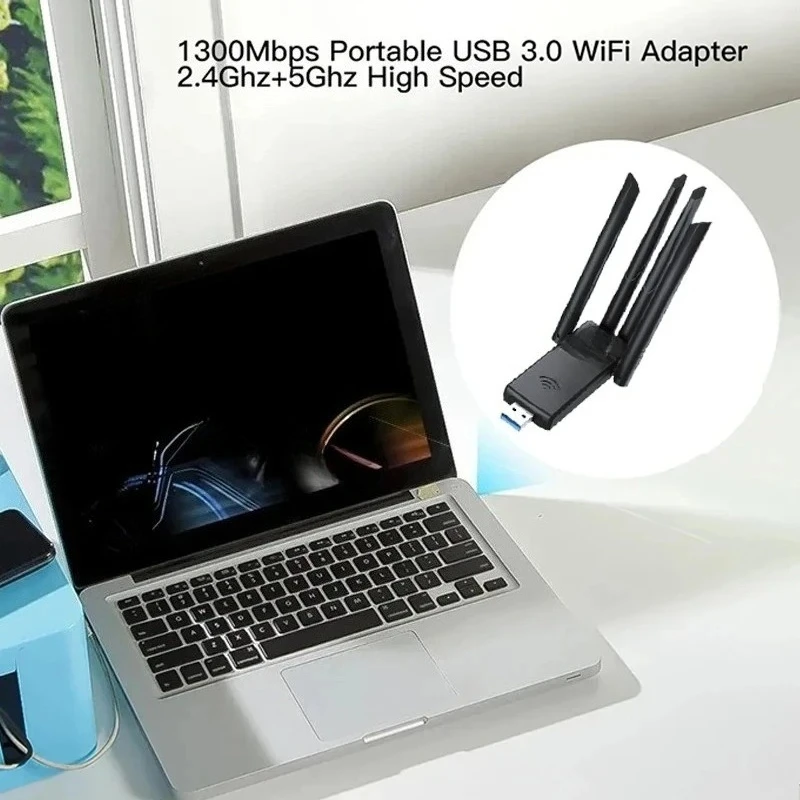Adaptador WIFI Bluetooth 5,4 de 1300M, tarjeta de red inalámbrica, receptor Wi-Fi 5G, Dongle Wi-Fi de doble banda, 4 antenas para PC/portátil Win10/11