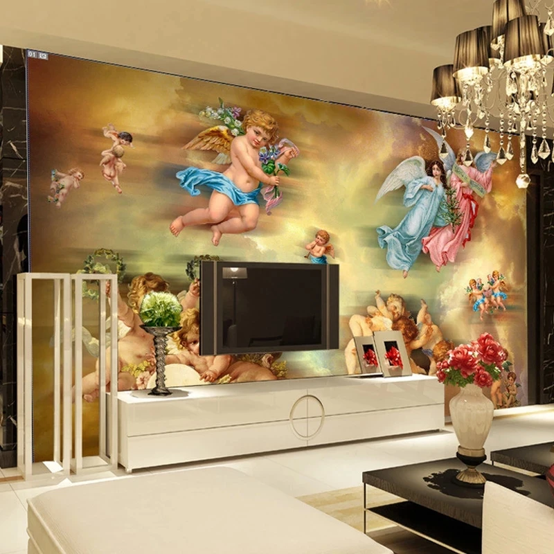 Custom Photo Mural European Angel self-adhesive Wallpaper Bedroom 8D Living room sofa TV background wall restaurant study Hotel