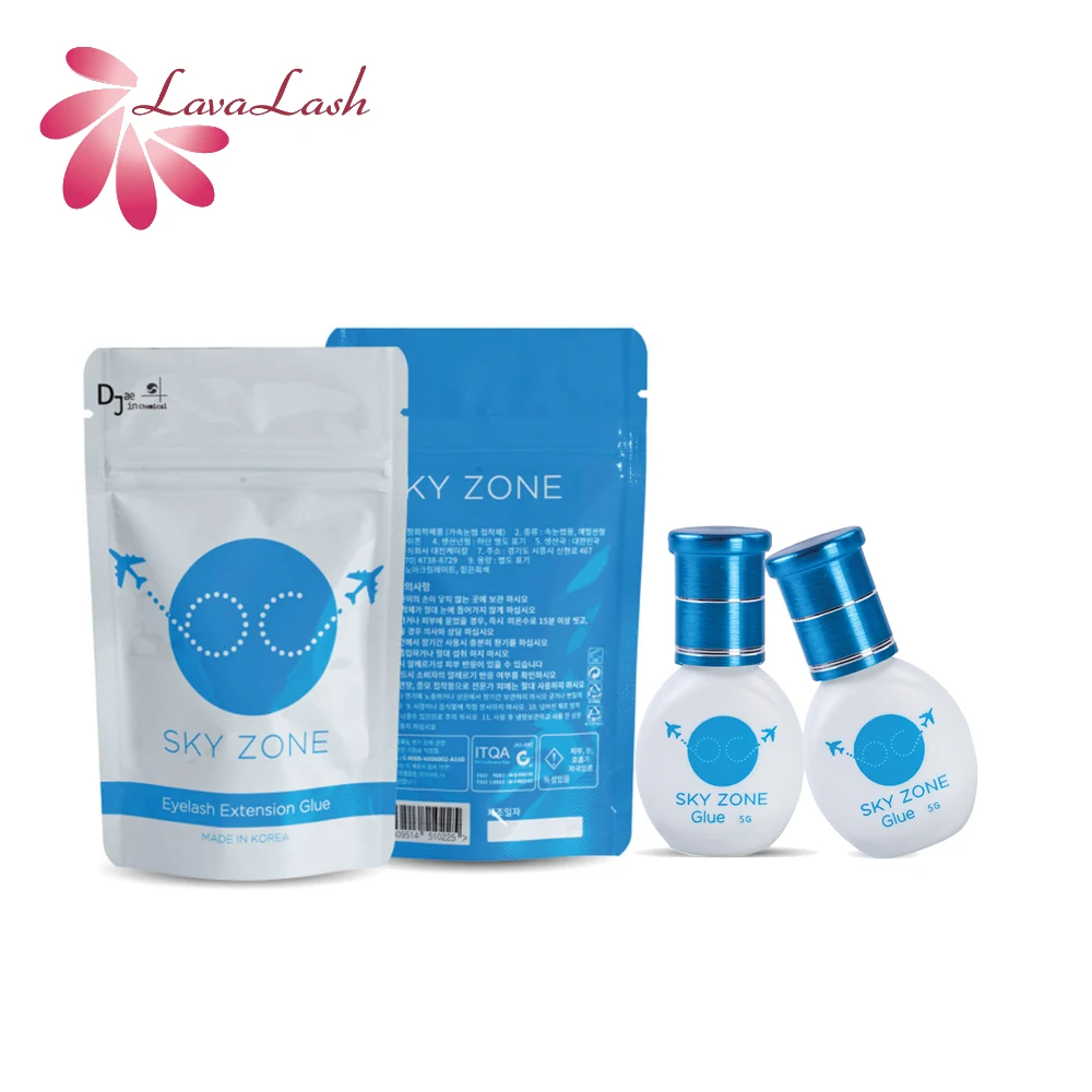 Sky Zone Eyelash Extensions Glue, Baixa Irritação, 1-2s Retenção Seca Rápida, 6-7 Semanas, Original Korea Lashes Glue, Ferramenta de Maquiagem, 5g