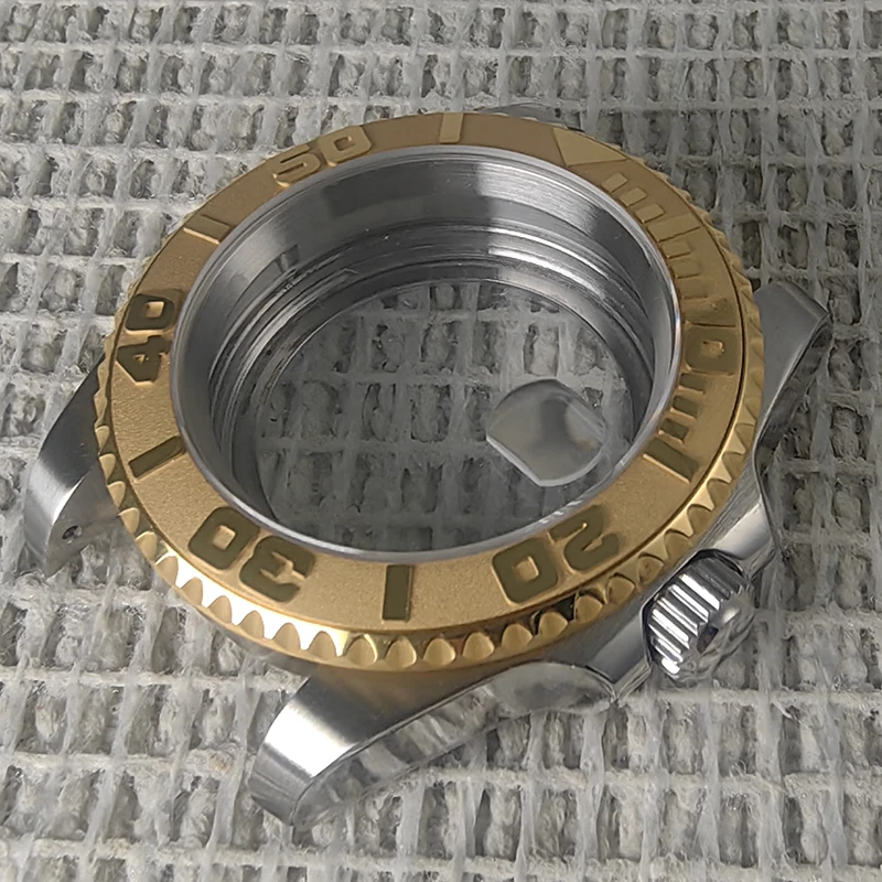 40MM Silver+Gold Case Accessories NH35A Sapphire Glass Gold Ceramic bezel with NH34/35/36 Movement Transparent Back