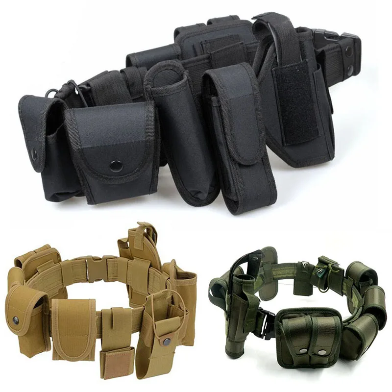 

Tactical 10in1 Police Duty Belts with Gun Holster Flashlight Pouch Magazine Pouch Handcuff Case Sets Utility KitBelt