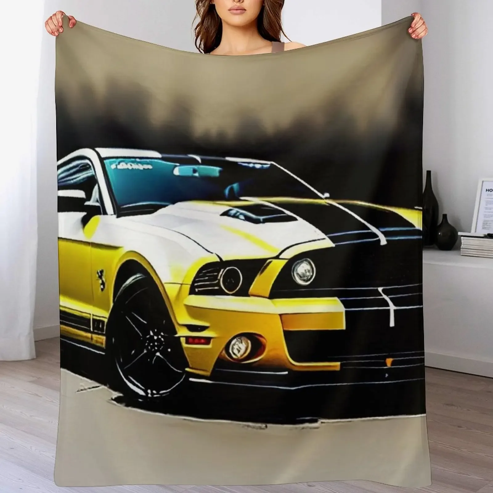 

Yellow sports car Throw Blanket wednesday Decorative Throw Plaid on the sofa warm winter Blankets