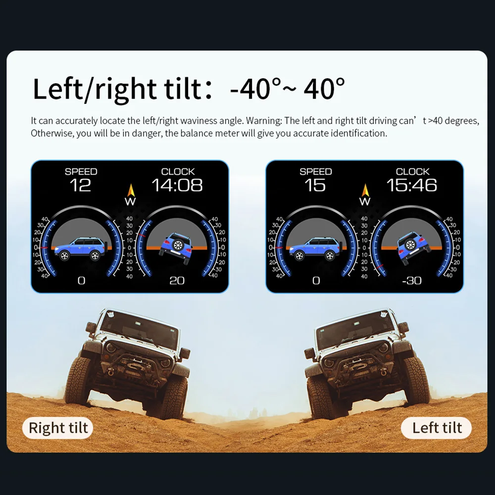 Real-Time Off-road Vehicle System Gradient GPS Auto Accessories Car Level Sensor HUD P21 4x4 Inclinometer Speedometer