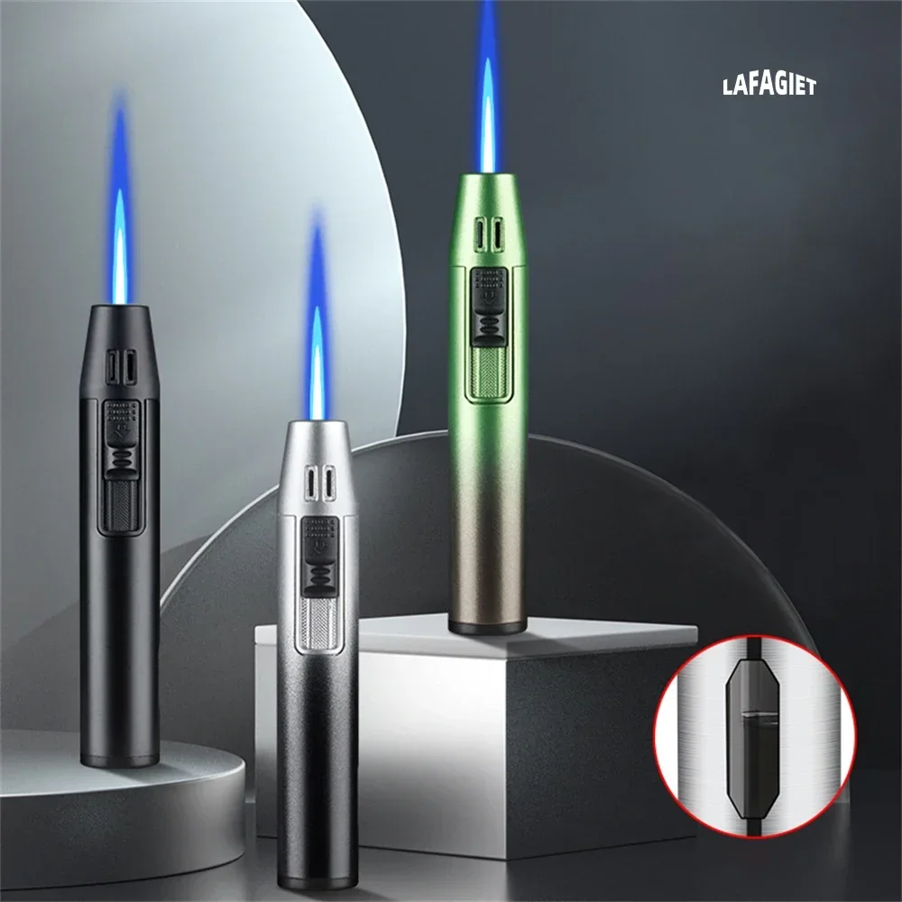 Windproof Jet Flame Lighter Straight Fire Portable Inflatable Butane Candle Welding Torch Turbo Cigar Lighter Smoking Gadget