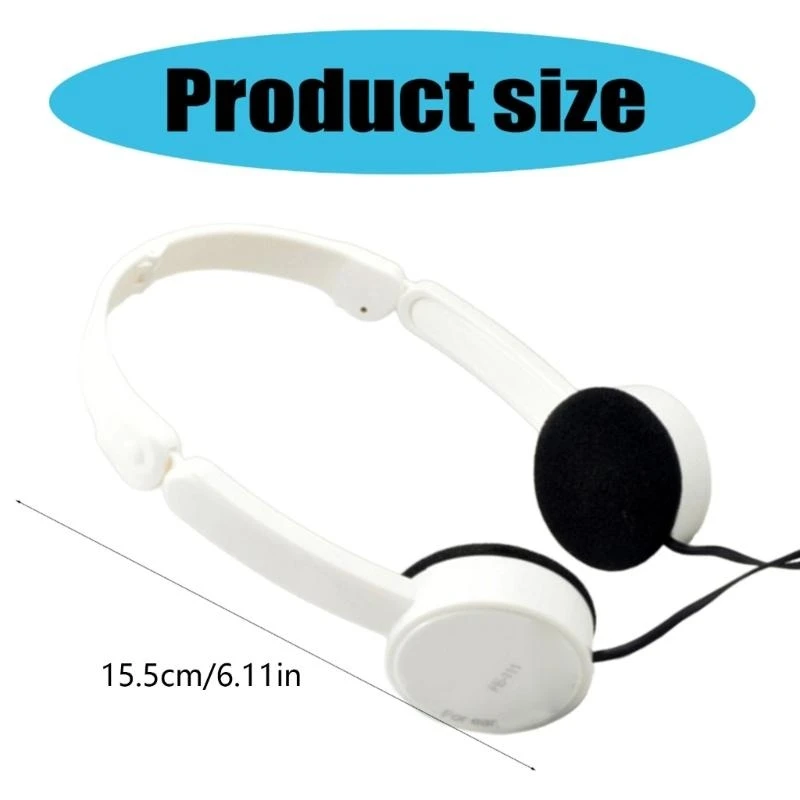Corded Headphone with Microphone Foldable Stereo Bass Headphone with 3.5mm Port for Adult/Kids Laptop Computer Tablet