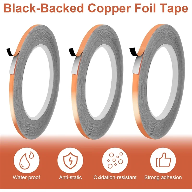 SHGO-Copper Tape(0.2/0.23/0.27 Inch X 36 FT), 3-Pack Stained Glass Foil With Plastic-Scraper For DIY Projects