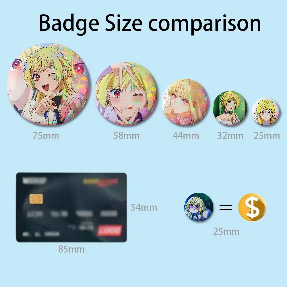 Cute girl M-Mei K-Kinosaki Comics HD Print Badges Pretty Round Display Brooches IP merchandise 32mm 58mm 75mm 44mm 25mm