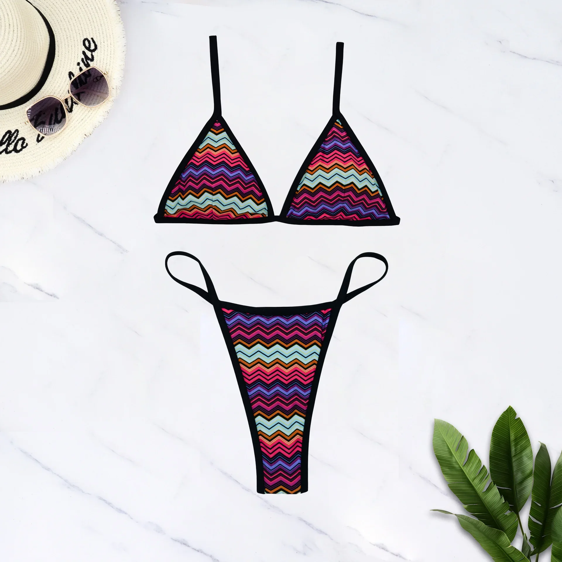 

Sexy Brazilian Push Up Bikini Triangle Side String Bikinis Swimwear Women Striped Thong Bathing Suit Beachwear Biquini Swimsuit