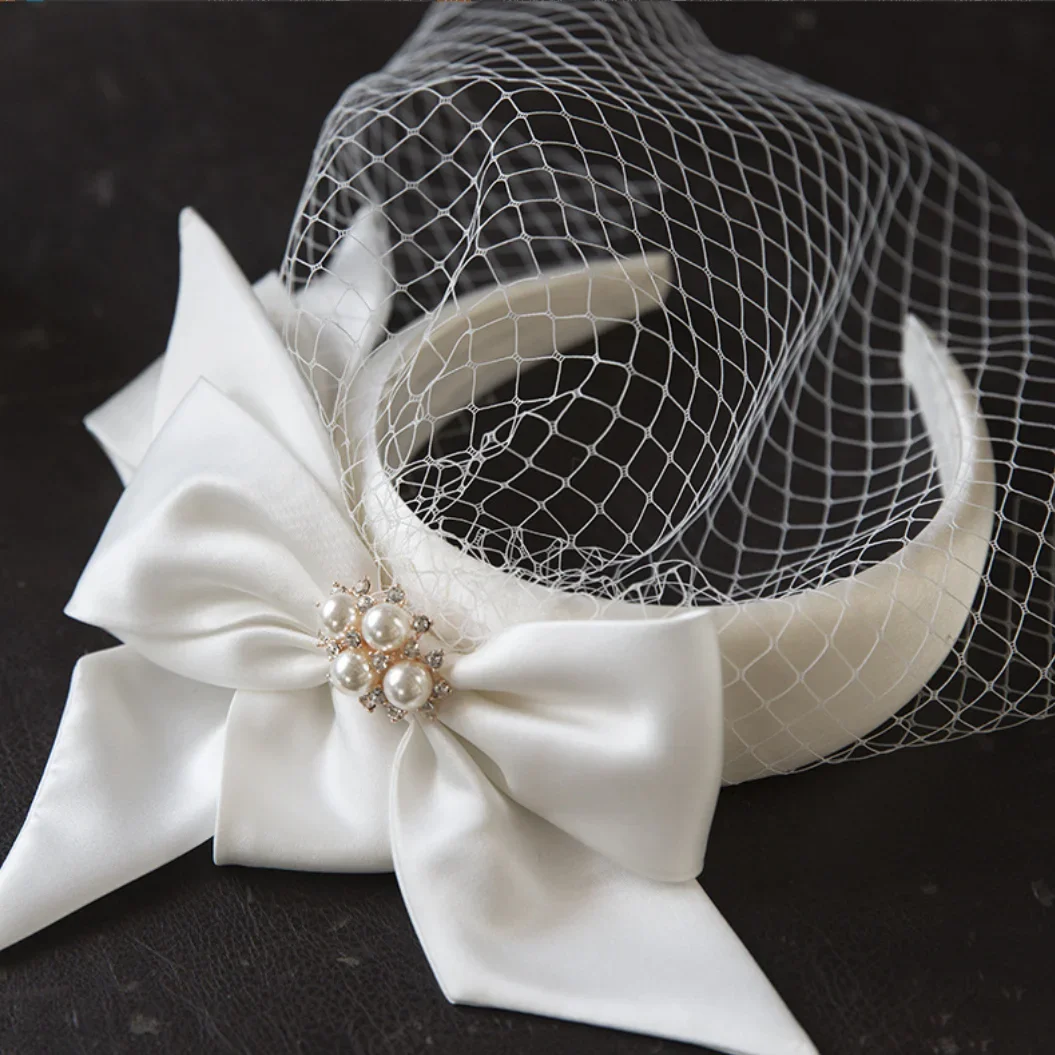 Elegante Braut Stirnband Schleier für Hochzeit Fascinator Bogen kurze Braut Vogelkäfig Gesicht Abdeckung Netz Party Prom Rouge Schleier Kopfschmuck