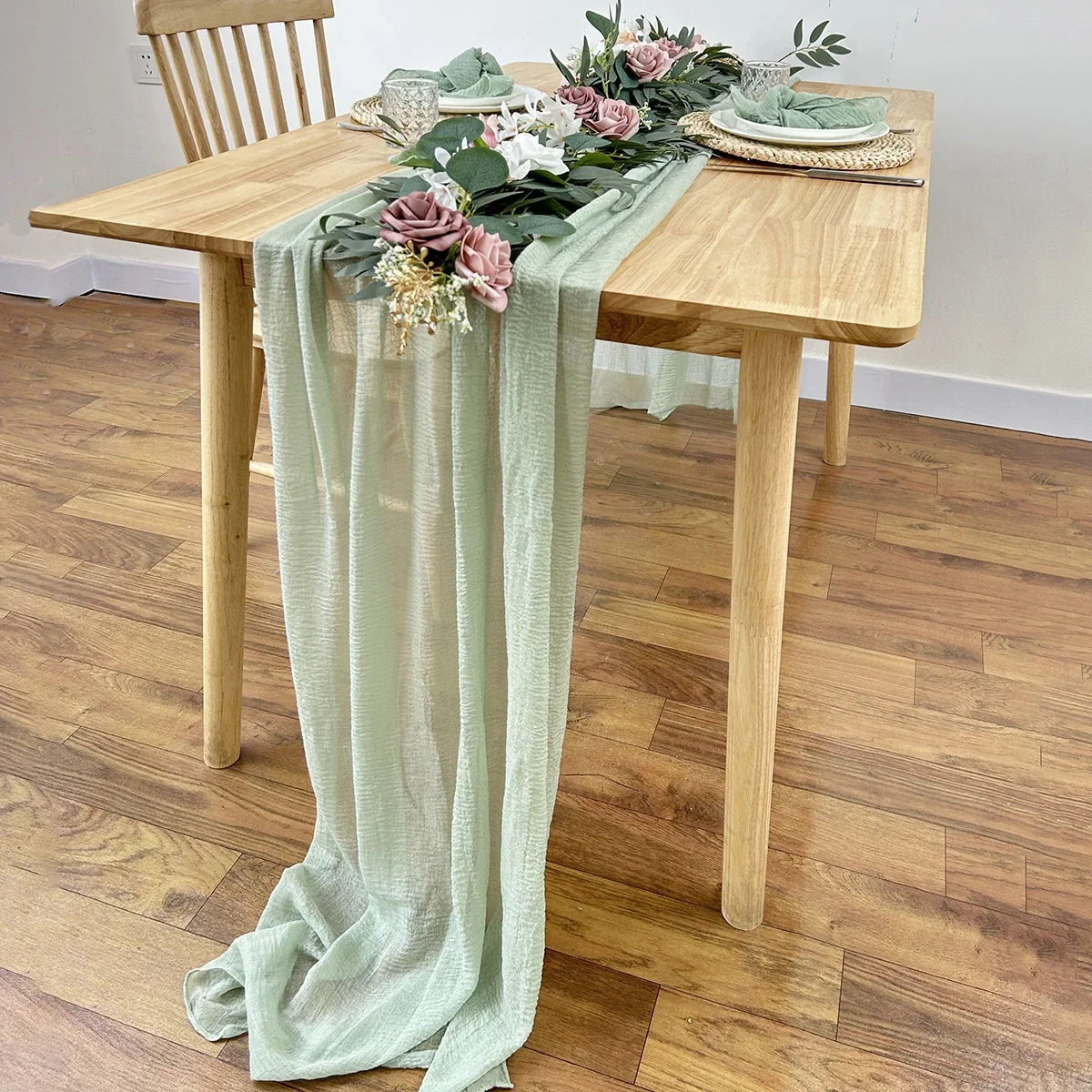10 шт., марлевая скатерть, шалфейная зеленая скатерть в стиле бохо, марлевая скатерть для свадьбы, детского душа, декор, день Святого Валентина, день рождения