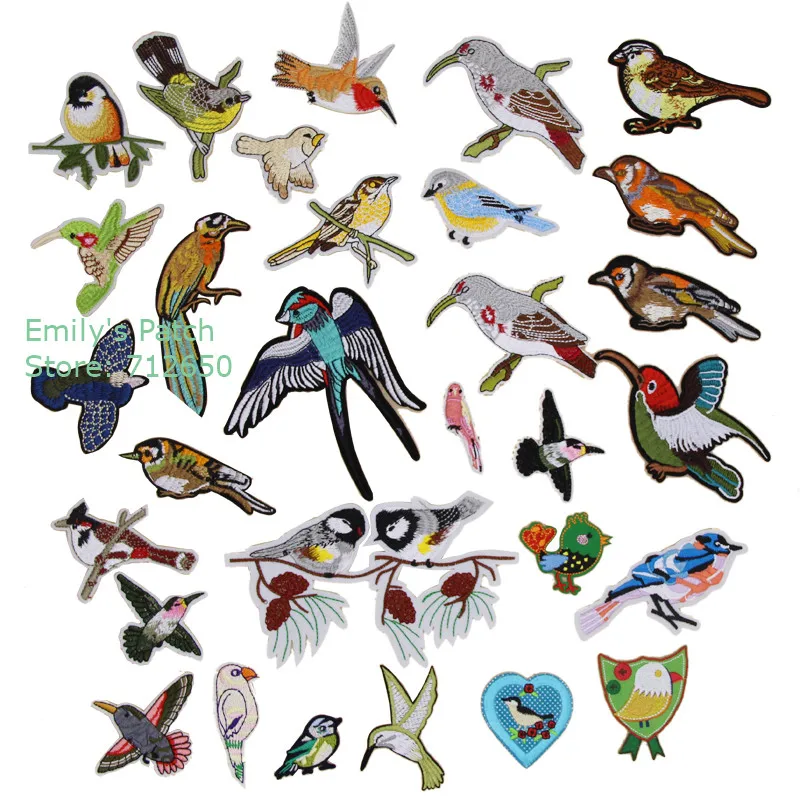 2017 new patch 10 pcs Bird embroidered patch iron on Motif Applique Animal Fabric cloth hat shoe bag phone decor diy accessory