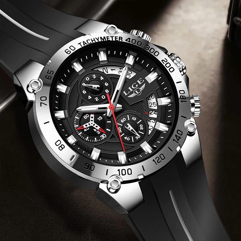 TOP LIGE ساعات رجالية مقاوم للماء التقويم ساعة اليد كوارتز ساعة اليد ساعة رياضية عسكرية مضيئة ساعات للرجال reloj + BOX #5