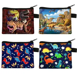 Cartoon Dinosaur print Children's zero Wallet Student Polyester card bag simple and Fashionable Portable coin Square Storage bag