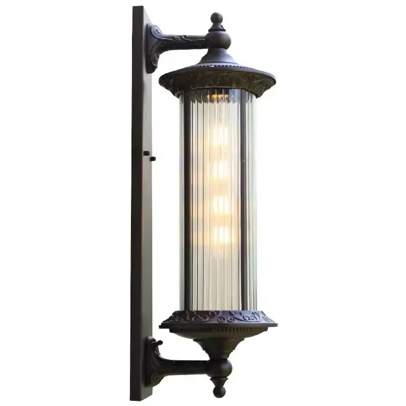 Outdoor LED wall lamp IP65 waterproof, square/cylindrical, European retro style, suitable for garden terrace corridors, with