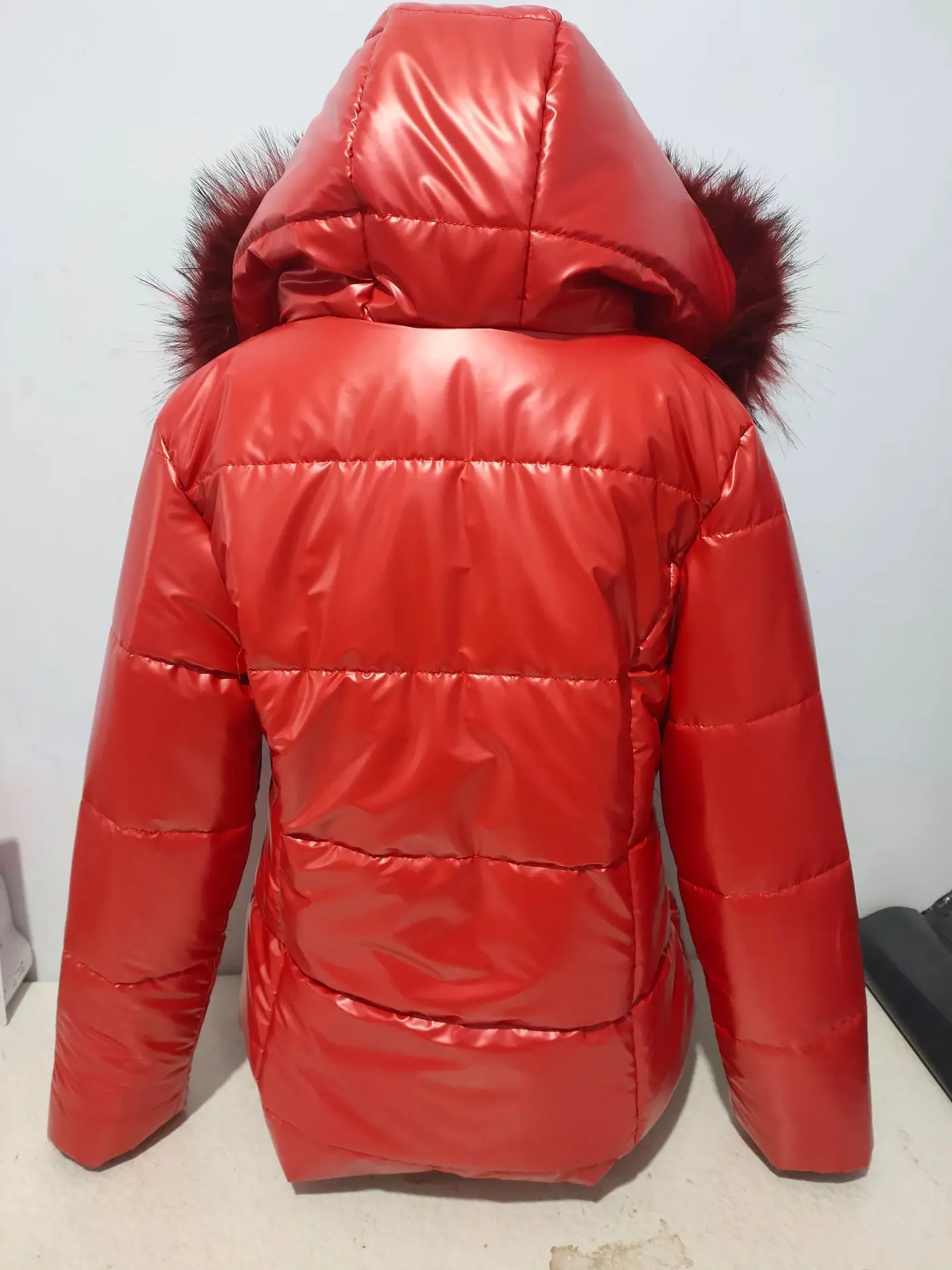 New Hood Solid Color Fur Hooded Jacket Autumn Winter New Women's Cotton-Padded Down Short Parka Coat Jacket Fashion Casual