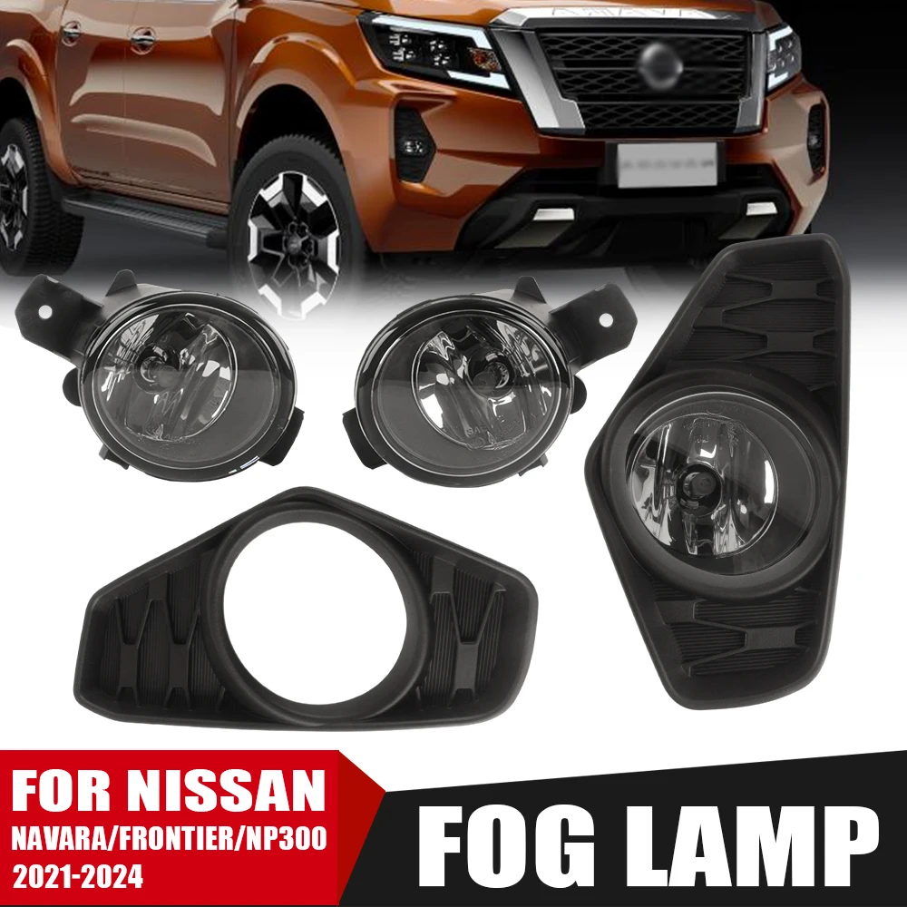 Front Bumper Fog Lamp Upgrade Kit FOR Nissan Navara Frontier Np300 2021-2024 Version Additional Foglight Set Switch + Wiring
