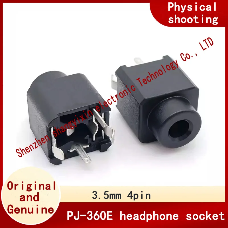 180 degree vertical four-pin dual channel with detection switch Audio base 3.5mm headphone socket PJ-360E
