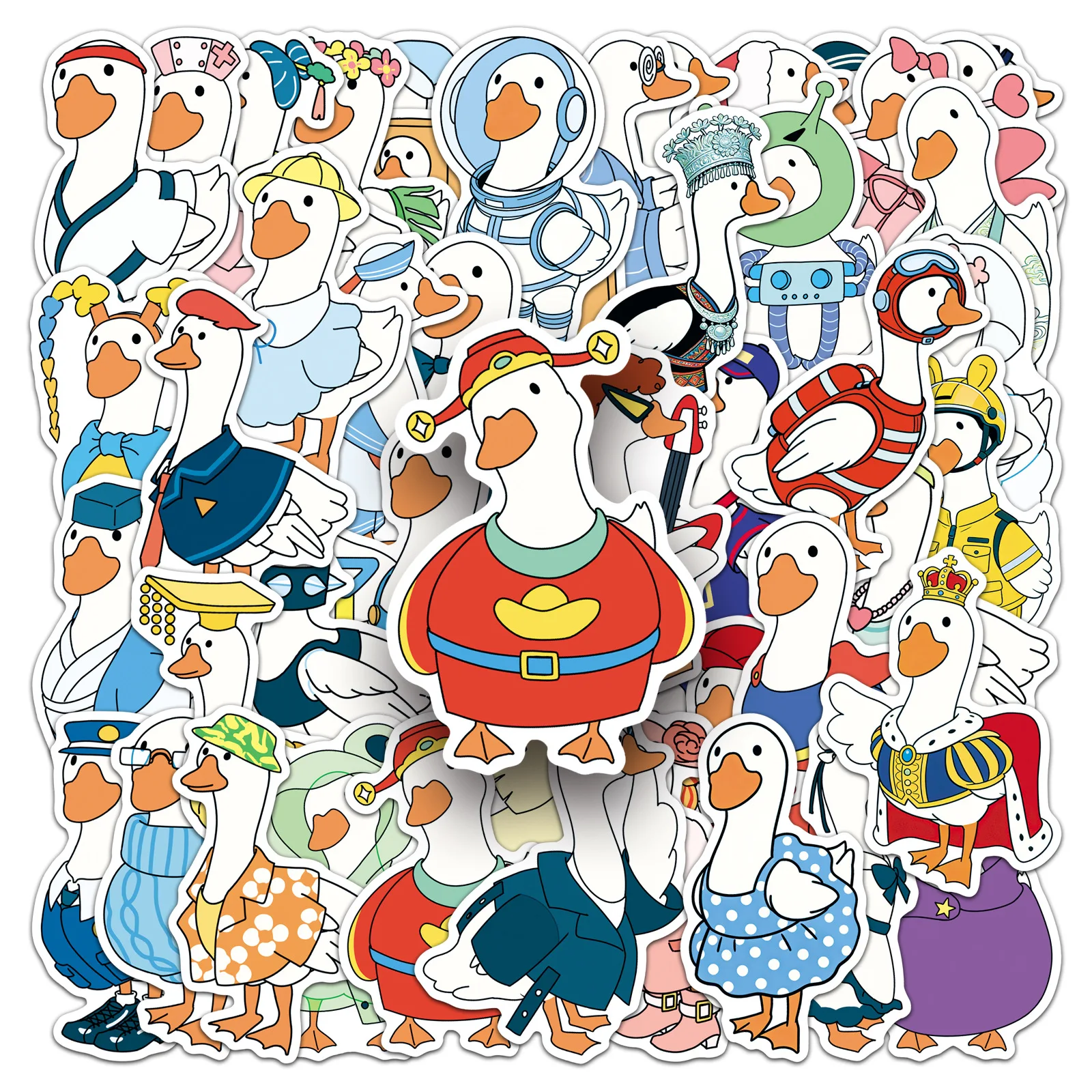 

50Pcs white goose graffiti DIY cartoon Decoratio phone Luggage Laptop Guitar Bike Skateboard fridge helmet Kid waterpro sticker