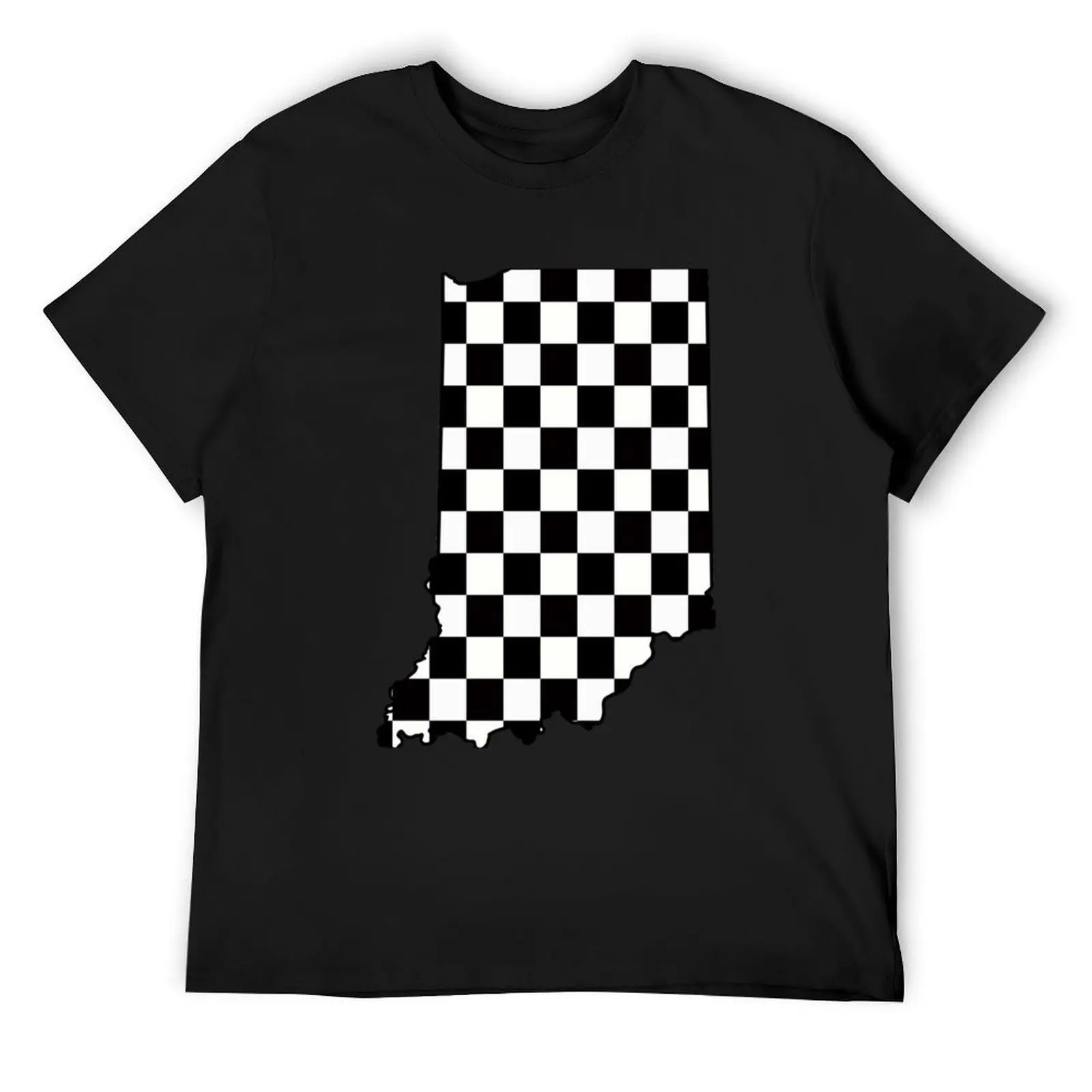 

Indiana Checkered Flag T-Shirt korean fashion summer shirt cute clothes plain black t shirts men