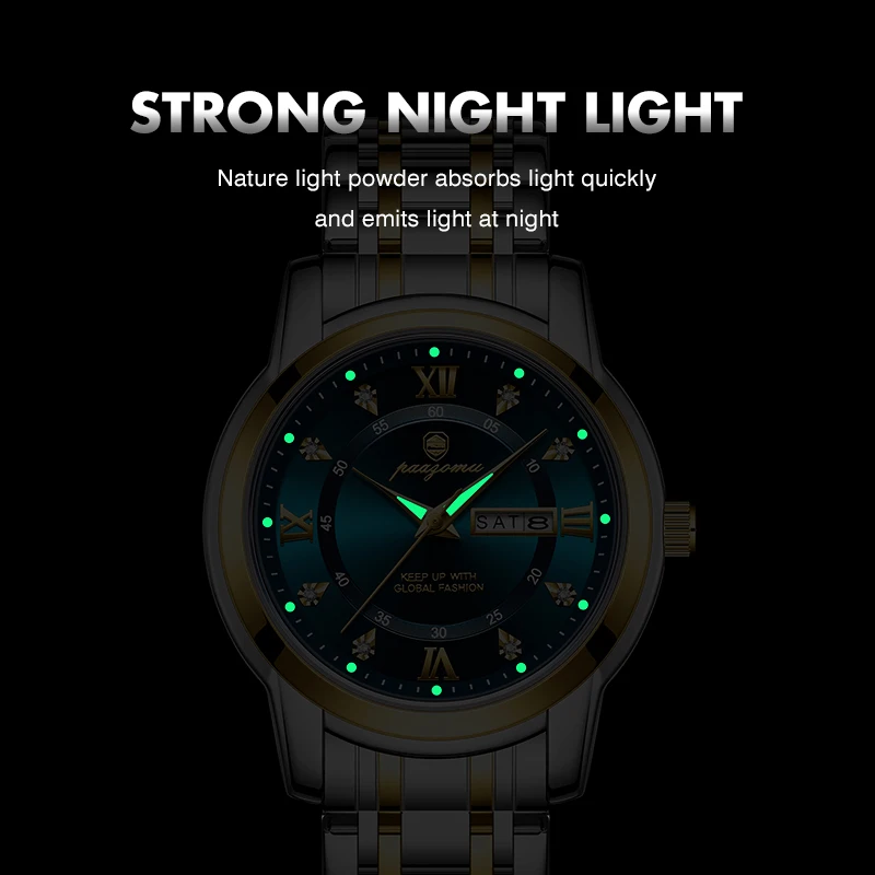

PAAZOMU Luxury Watch for Man Elegant Date Week Waterproof Luminous Men Watch Quartz Stainless Steel Sports Men's Watches reloj