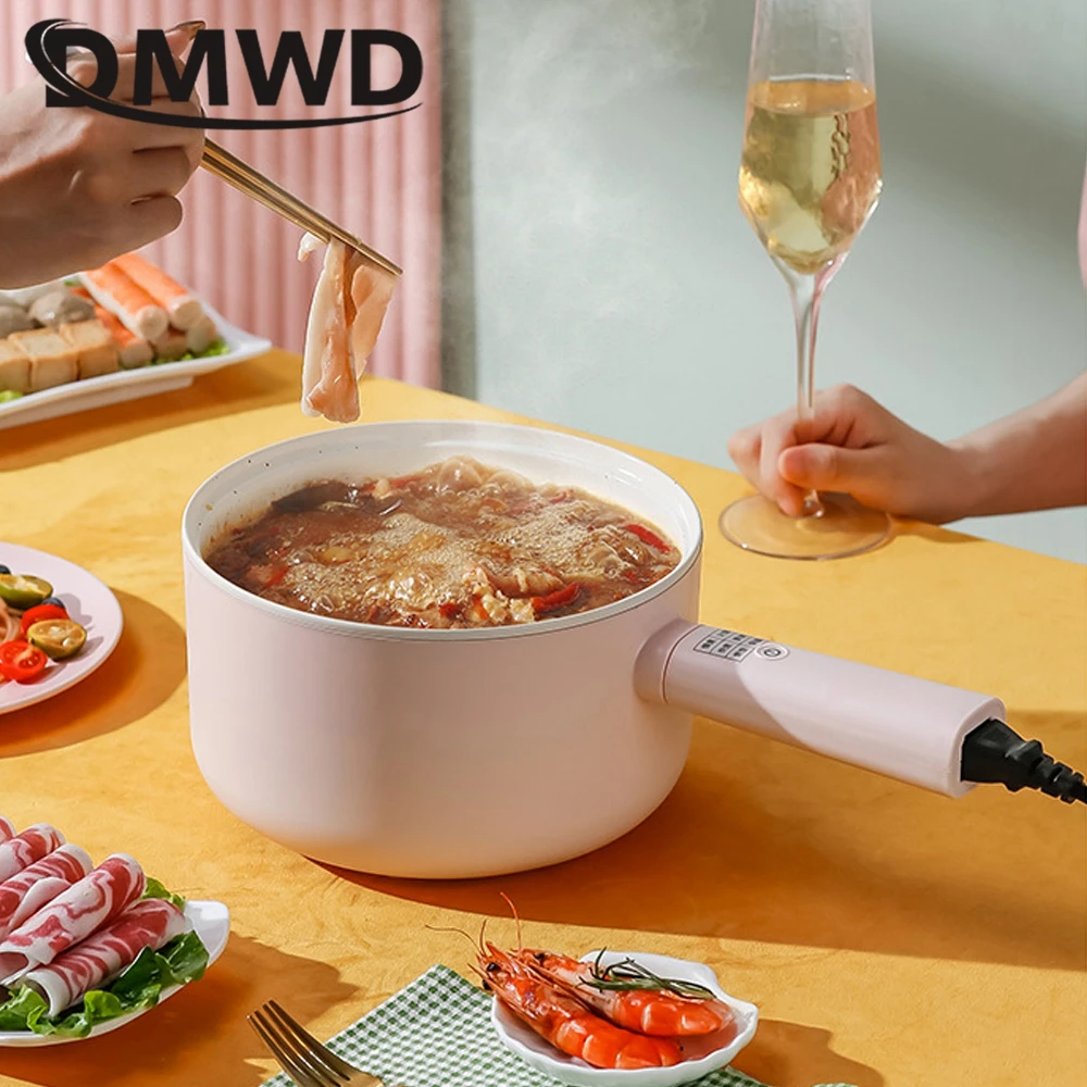 DMWD 1.8/2.5L Household Cooking Pot Electric Rice Cooker Mini Hot Pot Food Steamer Porridge Soup Pot Breakfast Maker Frying Pan