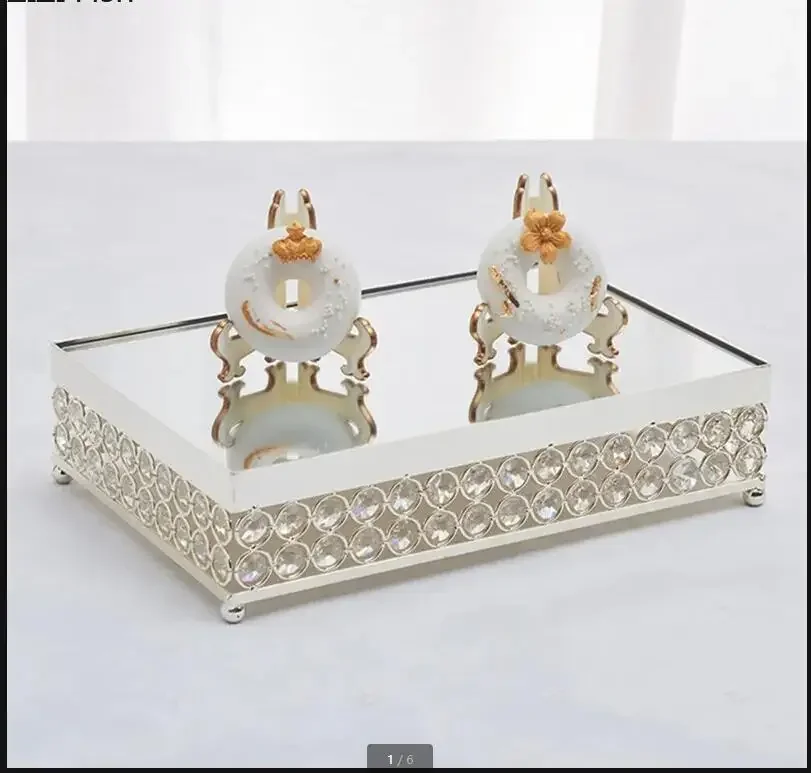 

Wedding Rectangular Dessert Table Metal Crystal Cake Plate Afternoon Tea Cake Stand Nordic Home Restaurant Cake Decoration Tool