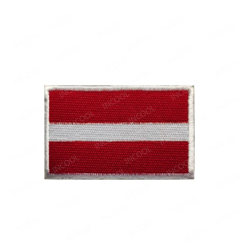 3D Rubber PVC Latvia National Flag Patches Latvijas Embroidered Flags Hook Loop Badges Appliqued For Clothing Backpack
