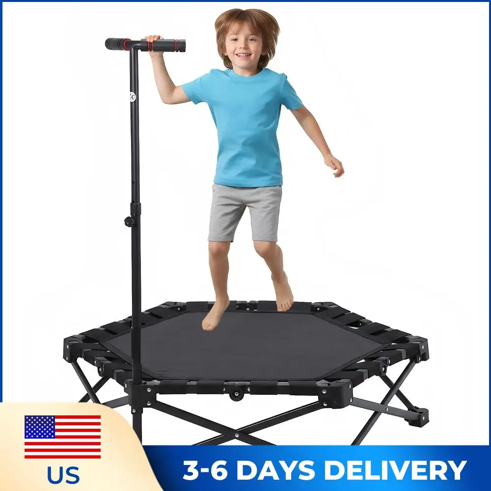 

Складной мини-батут 42 дюйма, максимальная нагрузка 450 фунтов, с регулируемой Т-образной ручкой для использования в помещении и на улице, для домашнего спортзала