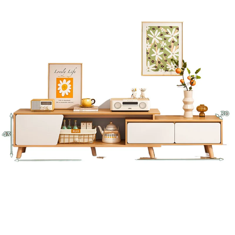 

TV cabinet, simple, modern, small apartment, solid wood, coffee table, Nordic, telescopic