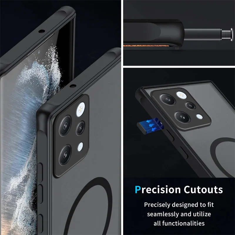 Translucent Magsafe Matte Phone Case for Xiaomi Redmi Poco X3 M3 M4 M2 Pro X5 X6 F5 M6 Pro M6Pro C50 C40 4G 5G Phone Cover