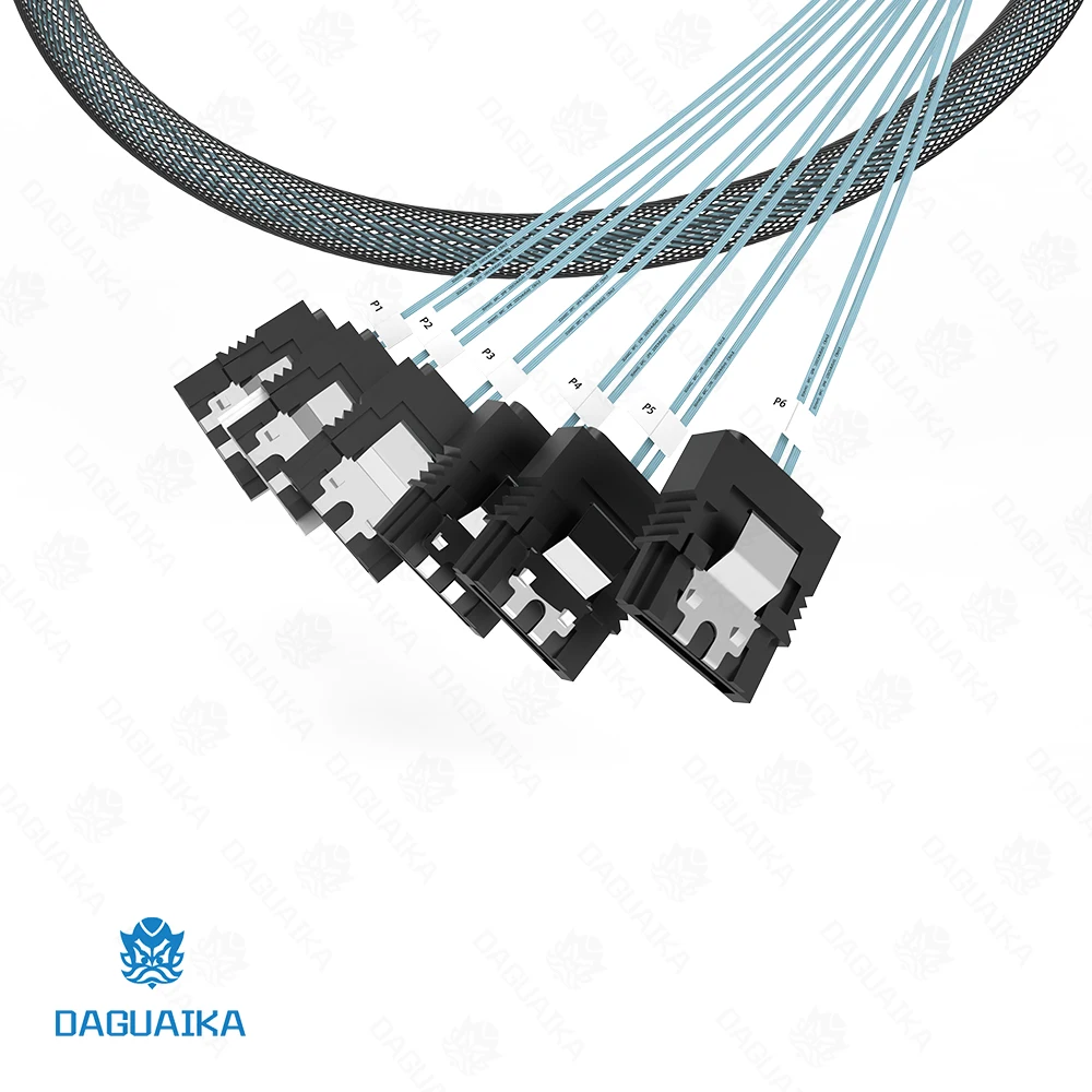 SATA-III Cable 6Pcs/Set-SATA Cable 90-Degree Right-Angle SAS/SATA-6Gbps Cable Replacement for Server-Raid SDD HDD CD DVD Drives