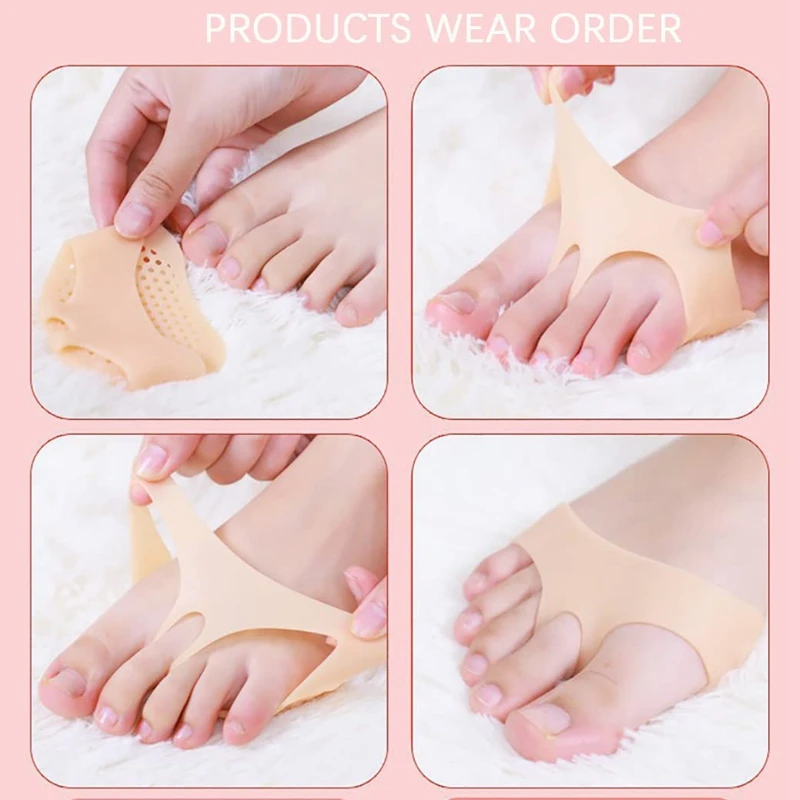 Siliconen Voorvoet Pad Middenvoet Pads Voor Vrouwen Hoge Hakken Half Inlegzolen Foot Pain Relief Inserts Voet Blister Care Gel Kussens