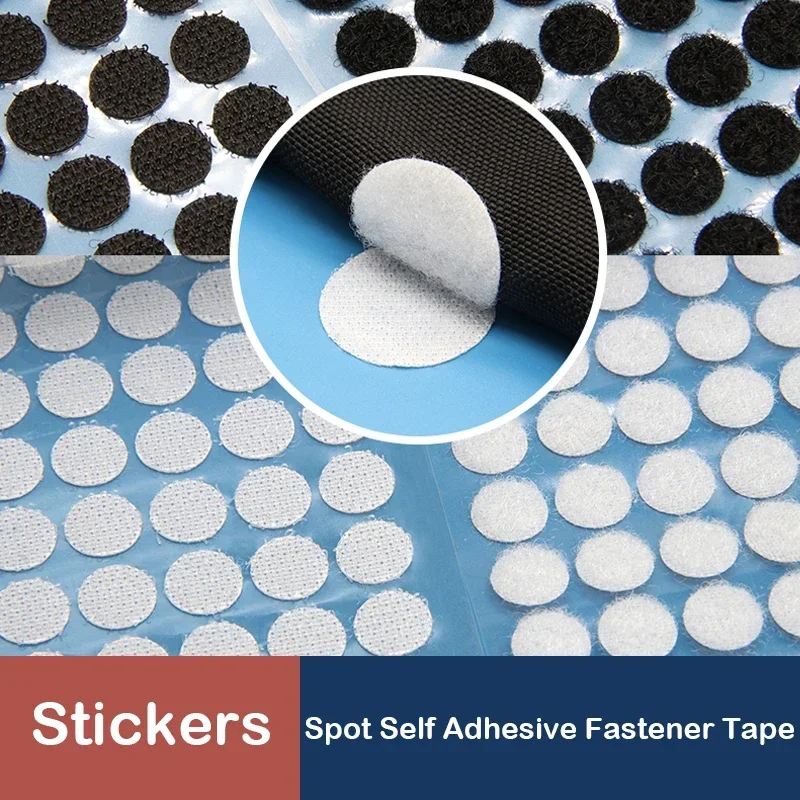 

Self Adhesive Fastener Tape Dots White Black 10/15/20/25/30mm Round Strong Glue Dots Adhesive Tape Hook Loop Boob Sticker