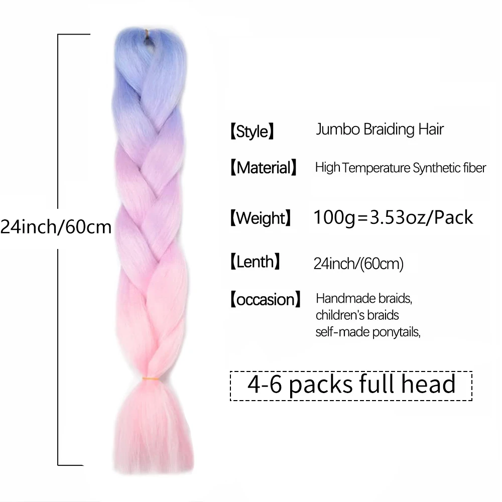 3 Packs Jumbo Braiding Hair Extensions Braiding Hair Pre Stretched Afro Ombre Multiple Tone Colored Synthetic Hair For Box Twist