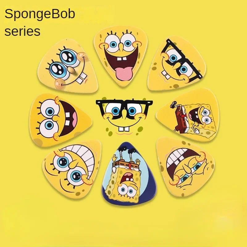 6pcs SpongeBob Guitar Picks Anime Electric Bass Plectrum Mediator Thickness 0.46 0.71 0.96 Cute Kids Cartoon Guitar Accessories