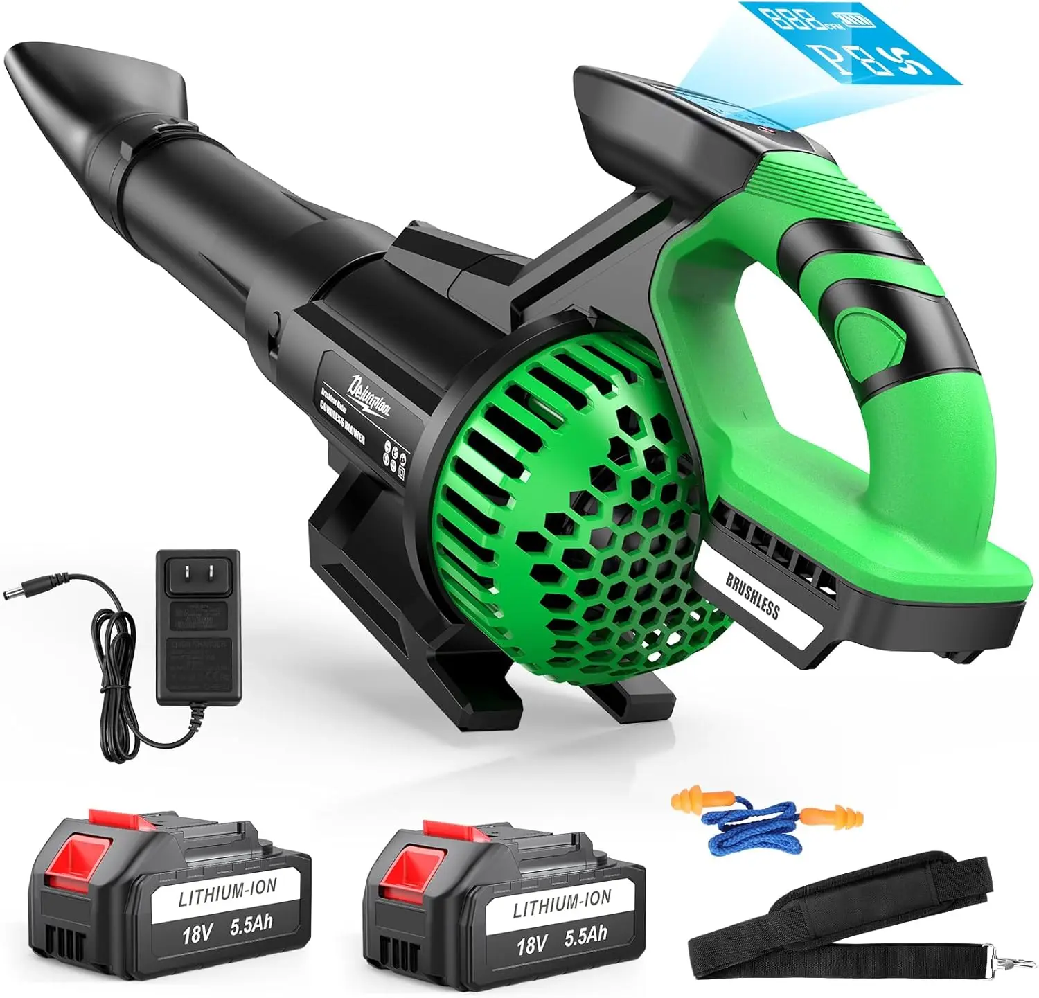 

Cordless Leaf Blower with 2 Batteries, 710 CFM Brushless Motor, Shoulder Strap for Yard Cleaning