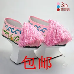 Ancient Shoes Flower Pot Shoes Zhen Huan Chuan Cos Shoes Flower Pot Bottom Shoes Grid Shoes Horseshoe Wooden Bottom Flag Shoes