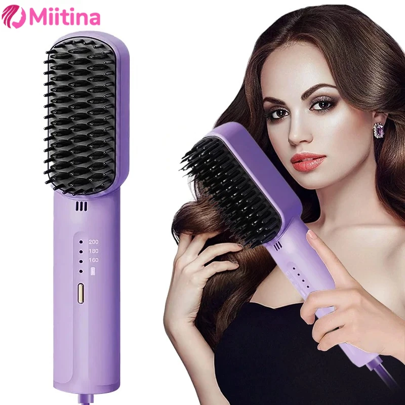 

Electric Hot Hair Straighteners Hot Comb And Straightening Brush Hair Styling Appliances Home Portabl Curling Iron Mini Negative