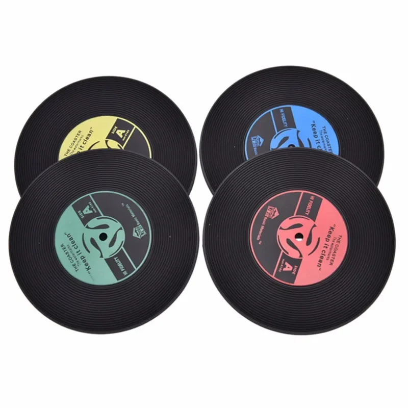 1pcs/set Home Table Cup Mat Creative Decor Coffee Drink Placemat Spinning Retro Vinyl CD Record Drinks Coasters