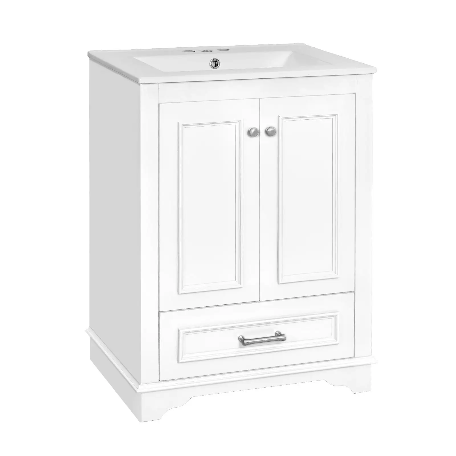 

Soft Closing Doors Vanity Sink White Ceramic Basin Small Bathroom Storage Cabinet for Smart Bathrooms