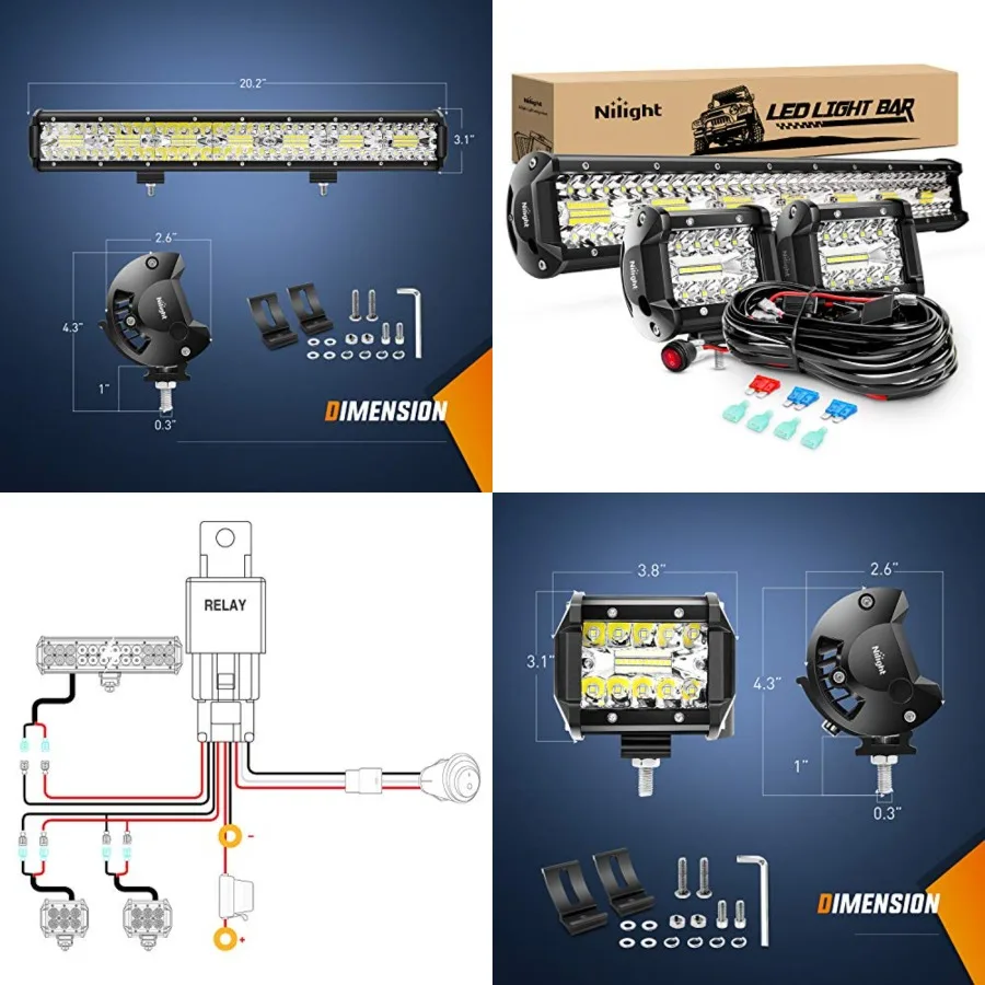 

20Inch 420W Triple Row Spot Flood Combo Led Light Bar Work Driving Lamp 2Pcs 4Inch 60W Cube LED Pods Lights for Trucks with Off