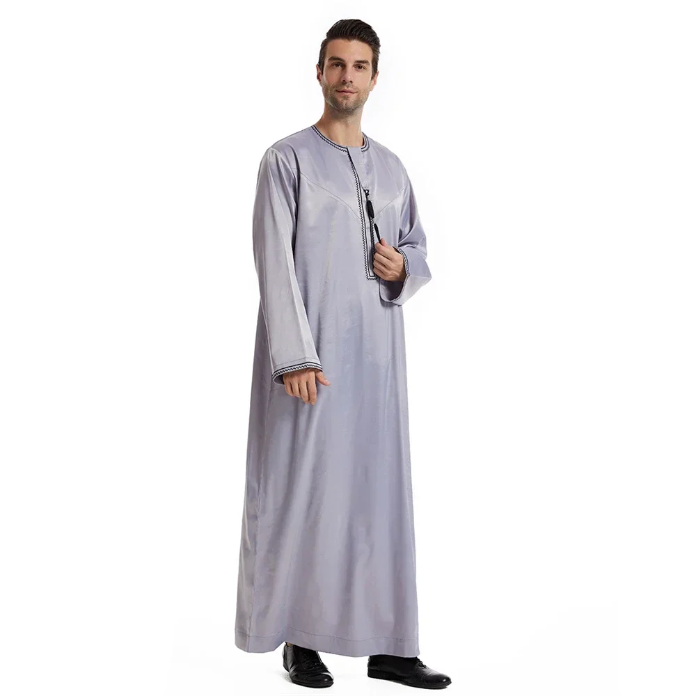 New Solid Arabic Long Robes for Men Saudi Jubba Thobe Kaftan Middle East Islam Clothes Muslim Arab Abaya Dubai Dress Eid Ramadan
