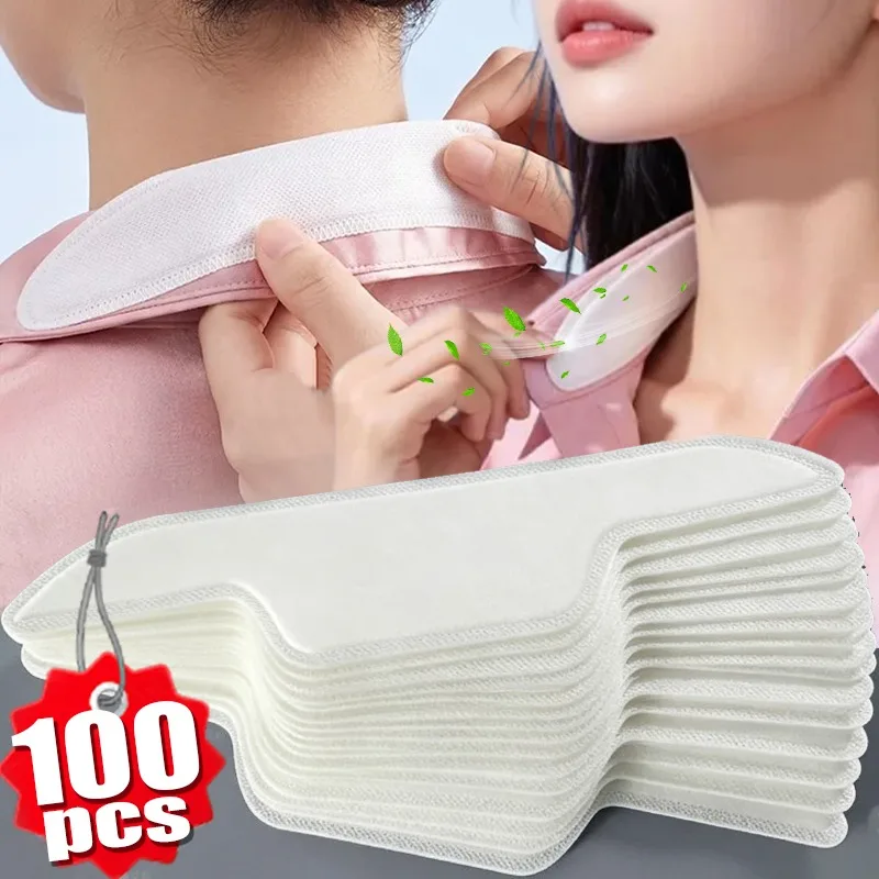 Disposable Shirt Suit Collar Lining Protector Hat Prevent Dirt Non-woven Strip Pad Summer Sweat Absorbs Stickers 100pc Wholesale