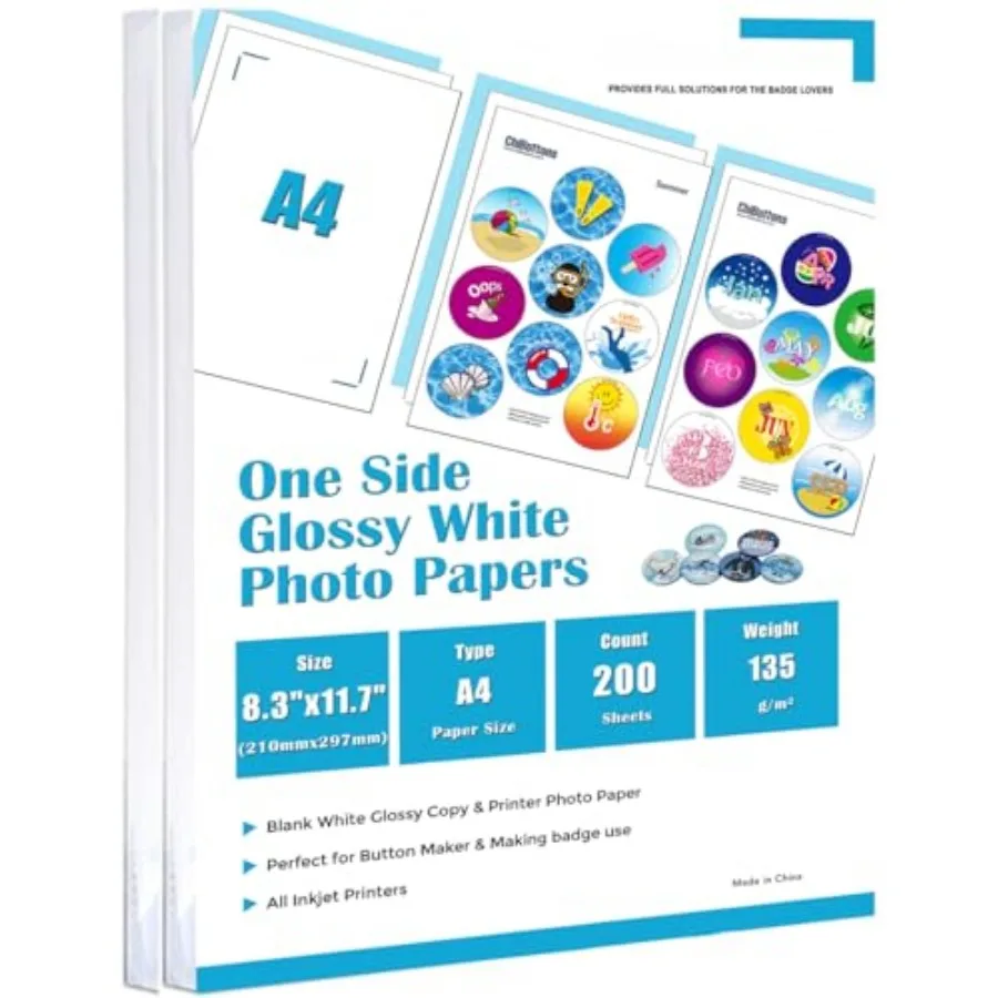 

Фотобумага глянцевая односторонняя А4, 100 листов, 35 г/м², специально для изготовления значков/бейджей