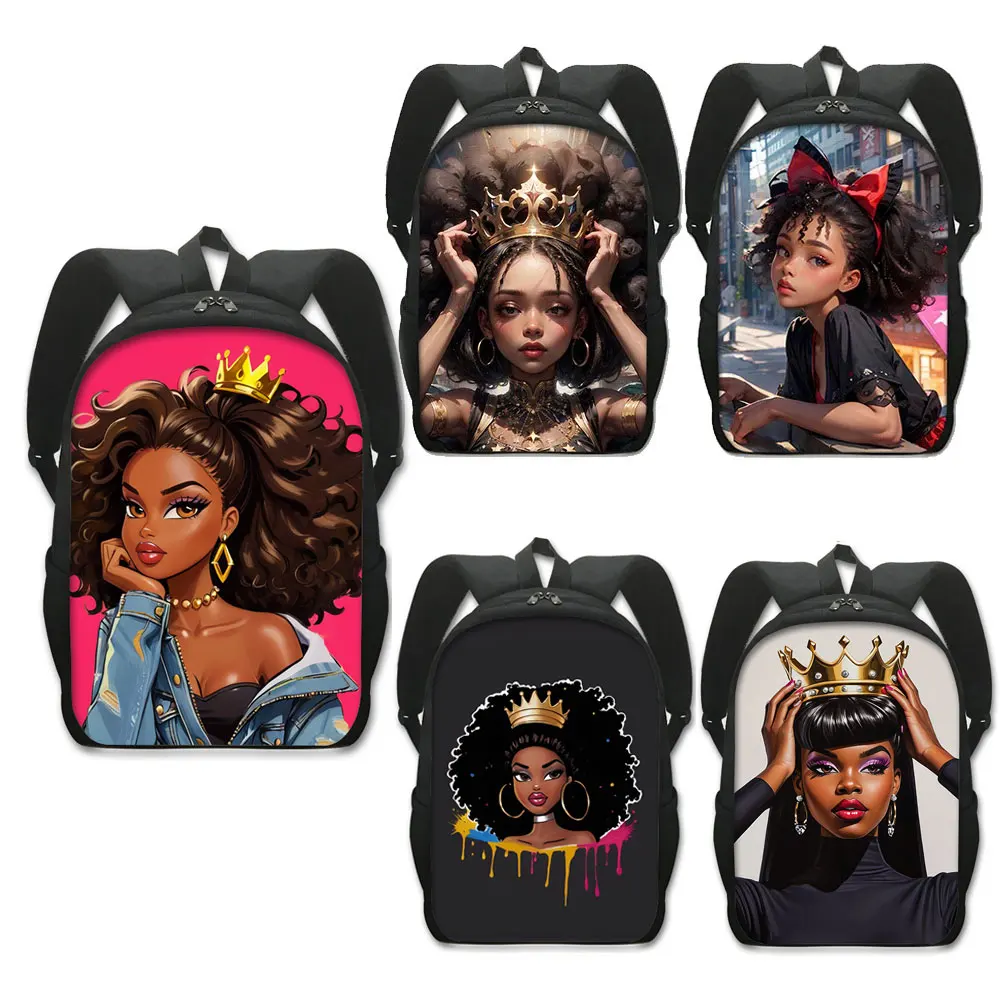 

Afro Black Women / American Africa Girl Print Backpack Cartoon Gothic Girls Student School Bags Women Laptop Daypack Rucksack