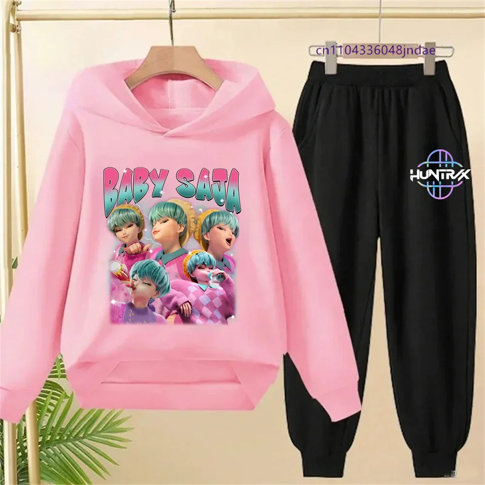 

2025 Movie Korean Style Sets Children Hoodies Kpop Demon Hunters Pullover Sweatshirt Trucksuit Cartoon Girls Boy Kids Clothes